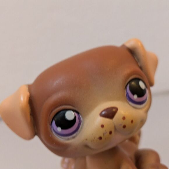 Littlest Pet Shop #133 Brown Pug Dog Purple Eyes LPS - Picture 5 of 7